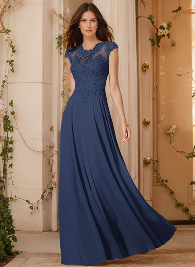 Sheath/Column Chiffon Mother Of The Bride Dresses With Appliques Lace
