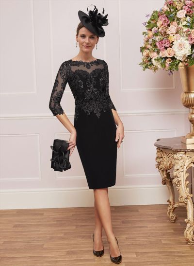 Luxury Sheath/Column Lace Sleeves Mother Of The Bride Dresses With Wrap