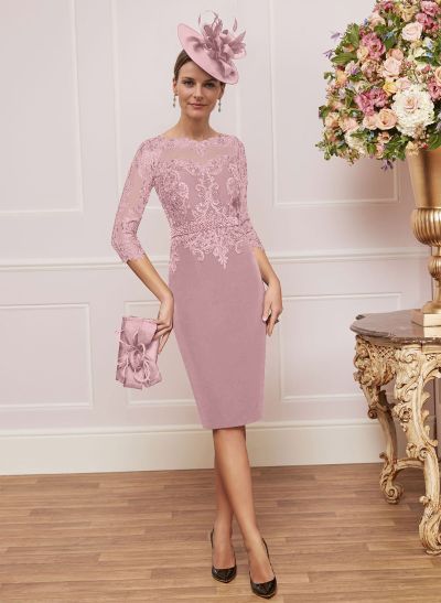 Luxury Sheath/Column Lace Sleeves Mother Of The Bride Dresses With Wrap