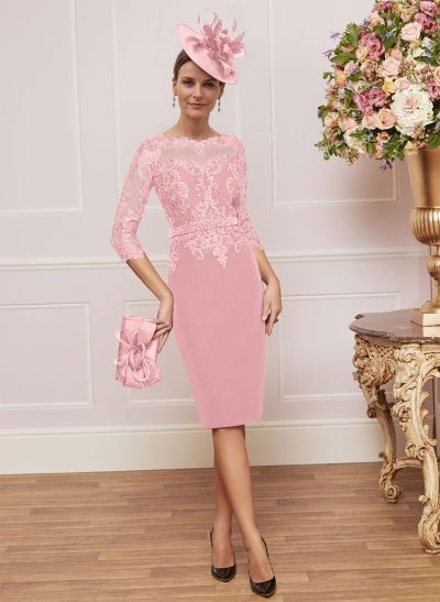 Luxury Sheath/Column Lace Sleeves Mother Of The Bride Dresses With Wrap