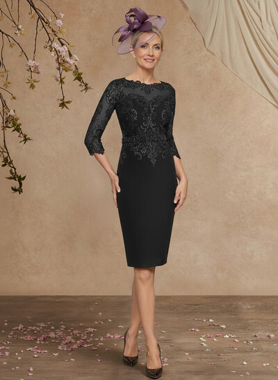Luxury Sheath/Column Lace Sleeves Mother Of The Bride Dresses With Wrap