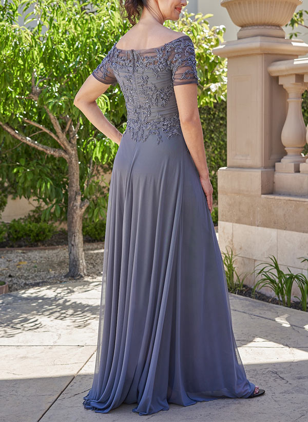 A-Line Chiffon/Lace Mother Of The Bride Dresses With Appliques Lace