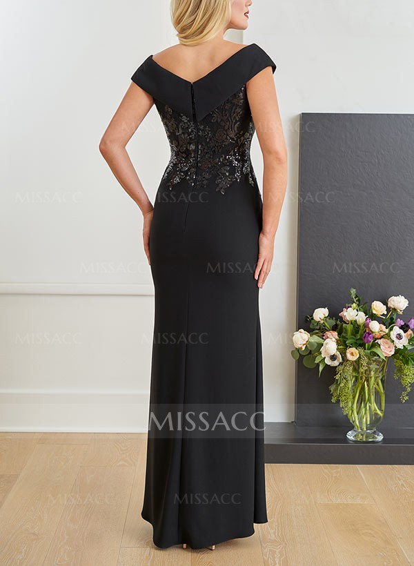 Sheath Off-The-Shoulder Sleeveless Floor-Length Mother Of The Bride Dresses With Appliques Lace