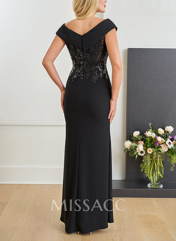 Sheath Off-The-Shoulder Sleeveless Floor-Length Mother Of The Bride Dresses With Appliques Lace Sheath Off-The-Shoulder Sleeveless Floor-Length Mother Of The Bride Dresses With Appliques Lace