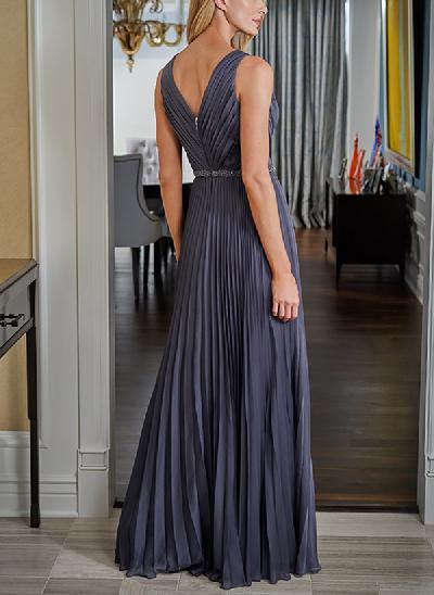 A-Line V-neck Chiffon Mother of the Bride Dresses With Pleated