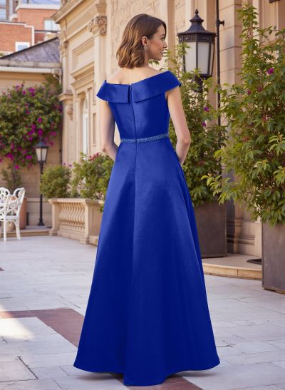 A-Line Off-The-Shoulder Satin Mother Of The Bride Dresses With Pleated