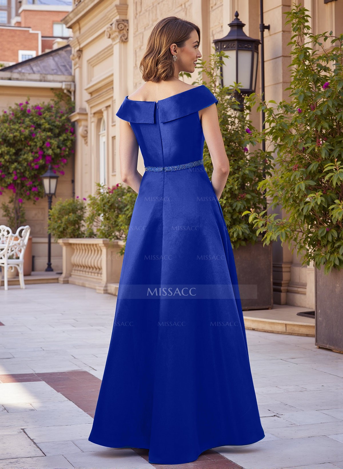 A-Line Off-The-Shoulder Satin Mother Of The Bride Dresses With Pleated