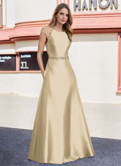 A-Line Satin Mother Of The Bride Dresses With Pockets/Rhinestone