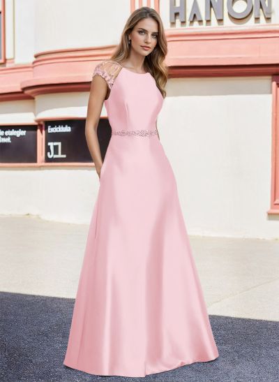 A-Line Satin Mother Of The Bride Dresses With Pockets/Rhinestone