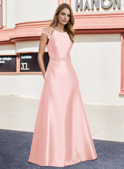 A-Line Satin Mother Of The Bride Dresses With Pockets/Rhinestone
