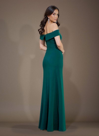 Sheath/Column Off-The-Shoulder Elastic Satin Mother Of The Bride Dresses