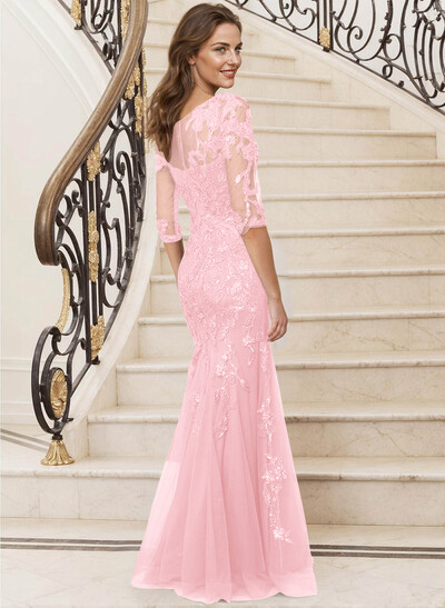 Mermaid V-Neck Lace/Tulle Mother Of The Bride Dresses With Sequins