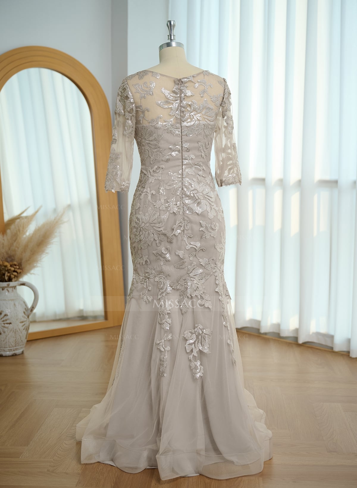 Mermaid V-Neck Lace/Tulle Mother Of The Bride Dresses With Sequins
