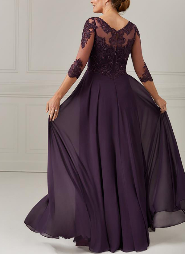 A-Lin Chiffon/Lace Mother Of The Bride Dresses With 3/4 Sleeves