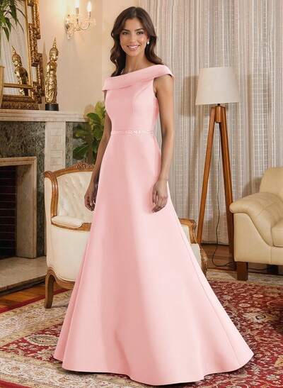 A-Line Scoop Neck Navy Satin Mother Of The Bride Dresses With Sash