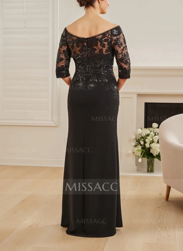 Sheath/Column Lace/Elastic Satin Mother Of The Bride Dresses With Split Front/Sequins