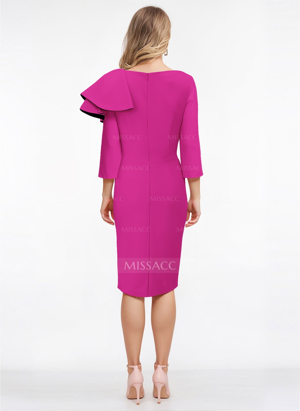 Sheath Scoop Neck 3/4 Sleeves Knee-Length Mother Of The
