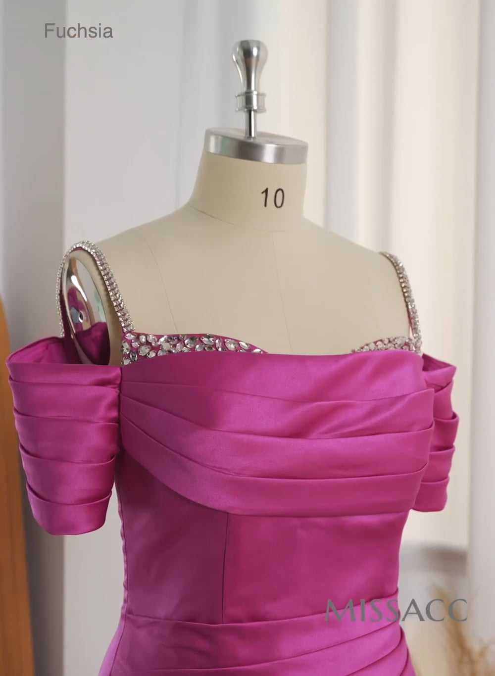 Hot Pink Sparkly Mermaid Prom Dresses With Satin
