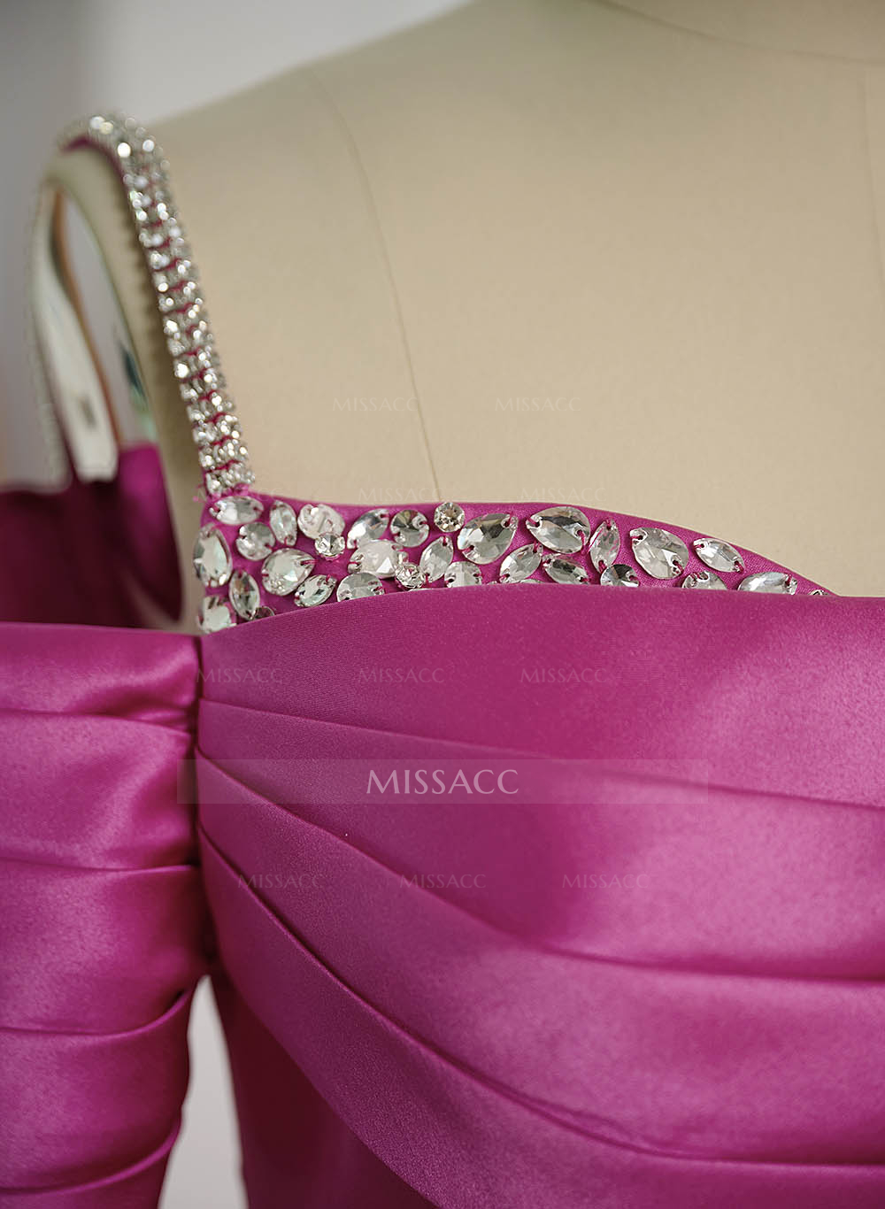 Hot Pink Sparkly Mermaid Prom Dresses With Satin