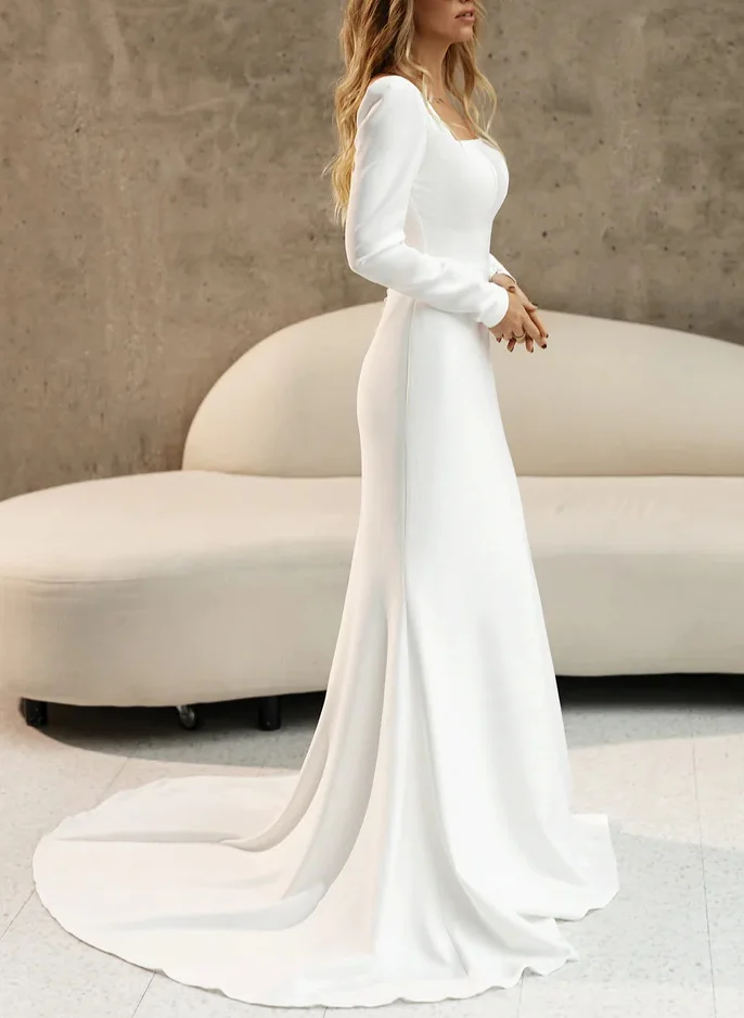 2 piece mermaid wedding dress Spaghetti Straps Tulle With Lace Mermaid Wedding Dress With Train C0029, White