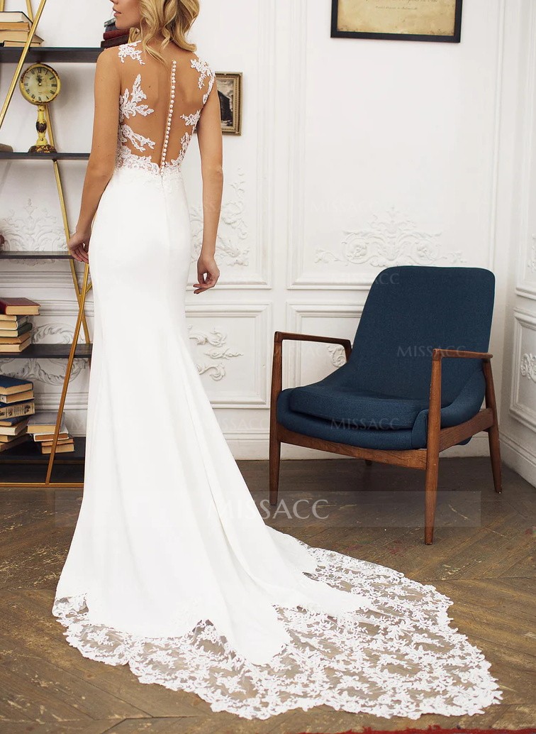 Luxury Lace Mermaid Wedding Dresses With Elastic Satin