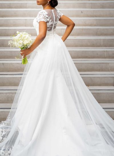 Luxury Lace Mermaid Wedding Dresses With V-Neck