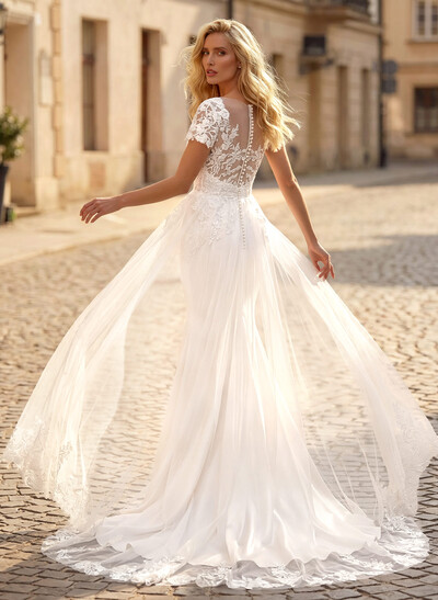 Luxury Lace Mermaid Wedding Dresses With V-Neck