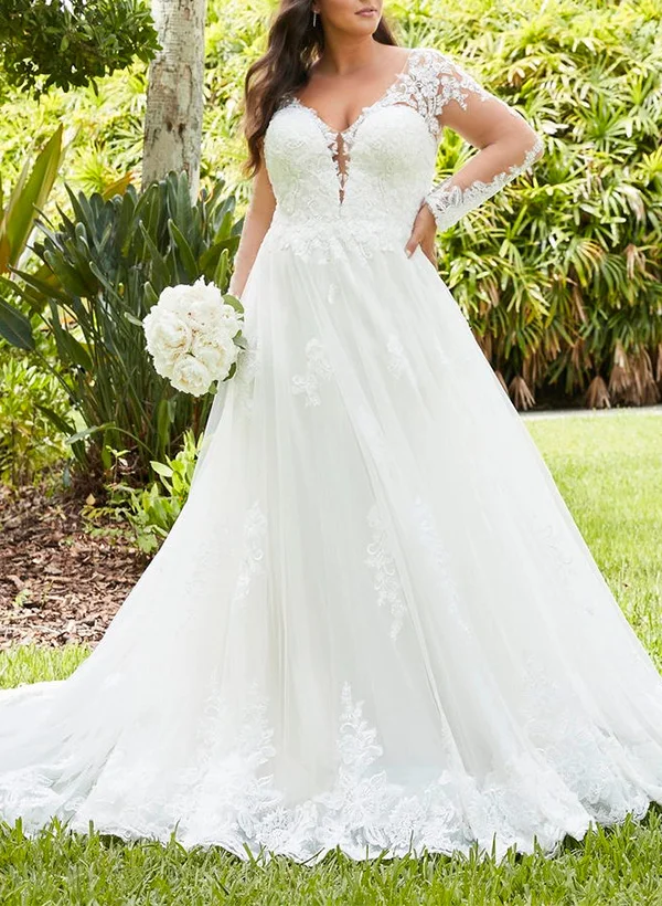 blue dress for baby girl Mermaid Luxury Plus Size Wedding Gown L / White / Lace main image 0