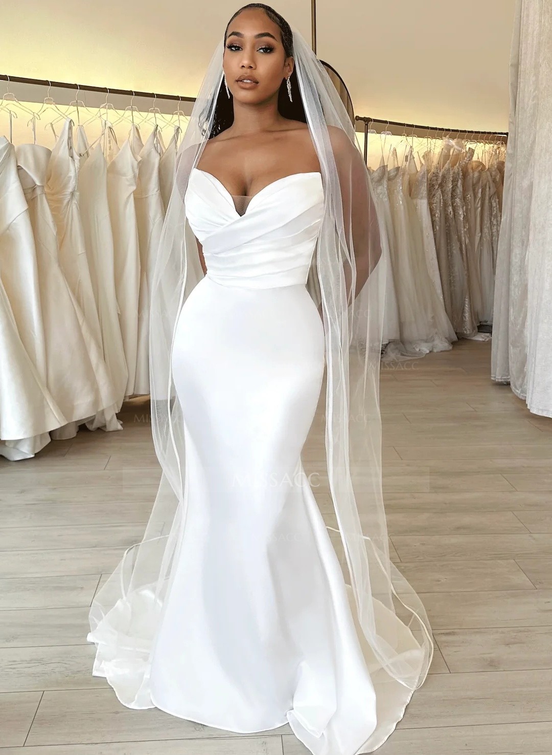 Simple Sweetheart Mermaid Wedding Dresses With Satin