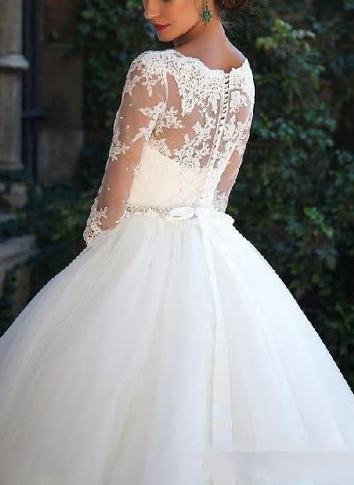 Classic Lace Ball-Gown Sleeves Wedding Dresses