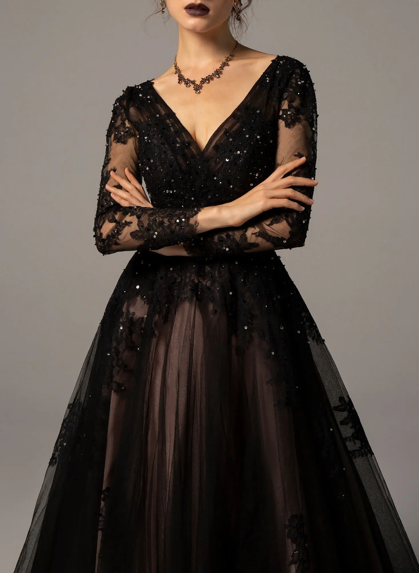 Missacc Bride Vintage Black Long Sleeves Lace Wedding Dresses Missacc Bride Vintage Black Long Sleeves Lace Wedding Dresses