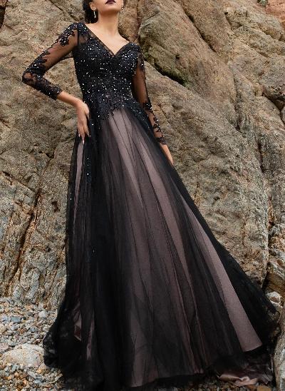 Vintage Black Long Sleeves Lace Wedding Dresses