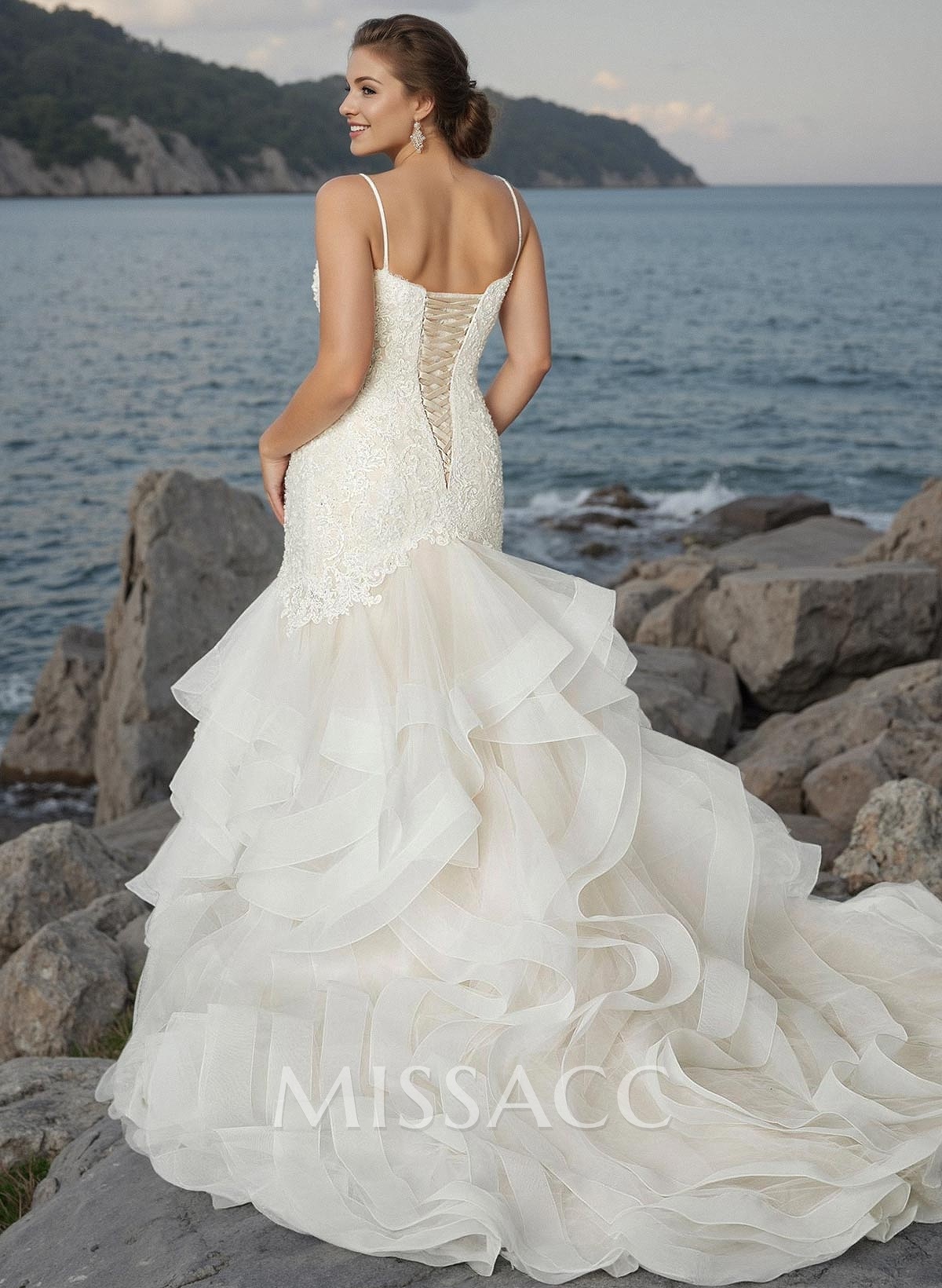 Trumpet/Mermaid V-Neck Vintage Lace/Tulle Wedding Dresses With Beading Trumpet/Mermaid V-Neck Vintage Lace/Tulle Wedding Dresses With Beading