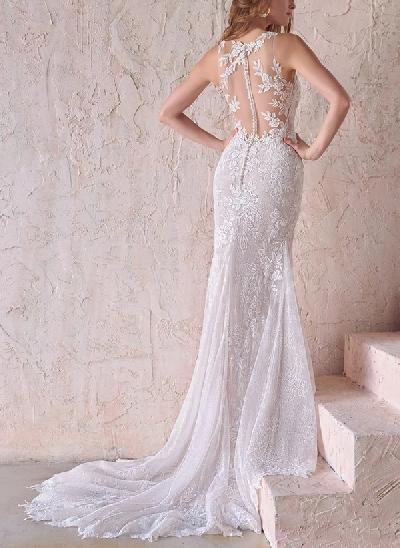 Trumpet/Mermaid Illusion Neck Elegant Lace/Tulle Wedding Dresses