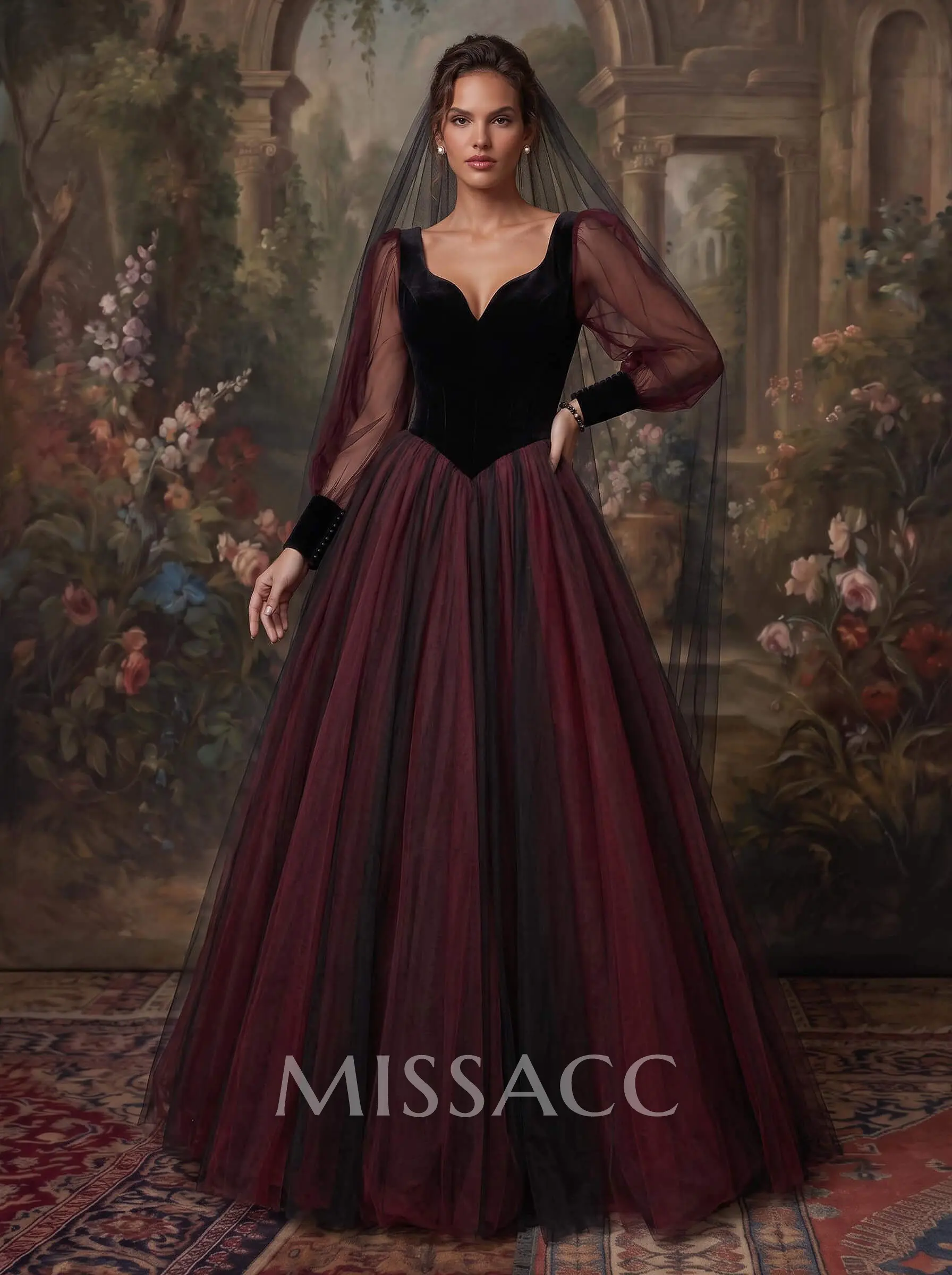 wedding dresses black and red Gothic Lace Dress with Lining BLAIR Size 24W / Black and be customized in any size+ colors Vintage Red and Black Gothic