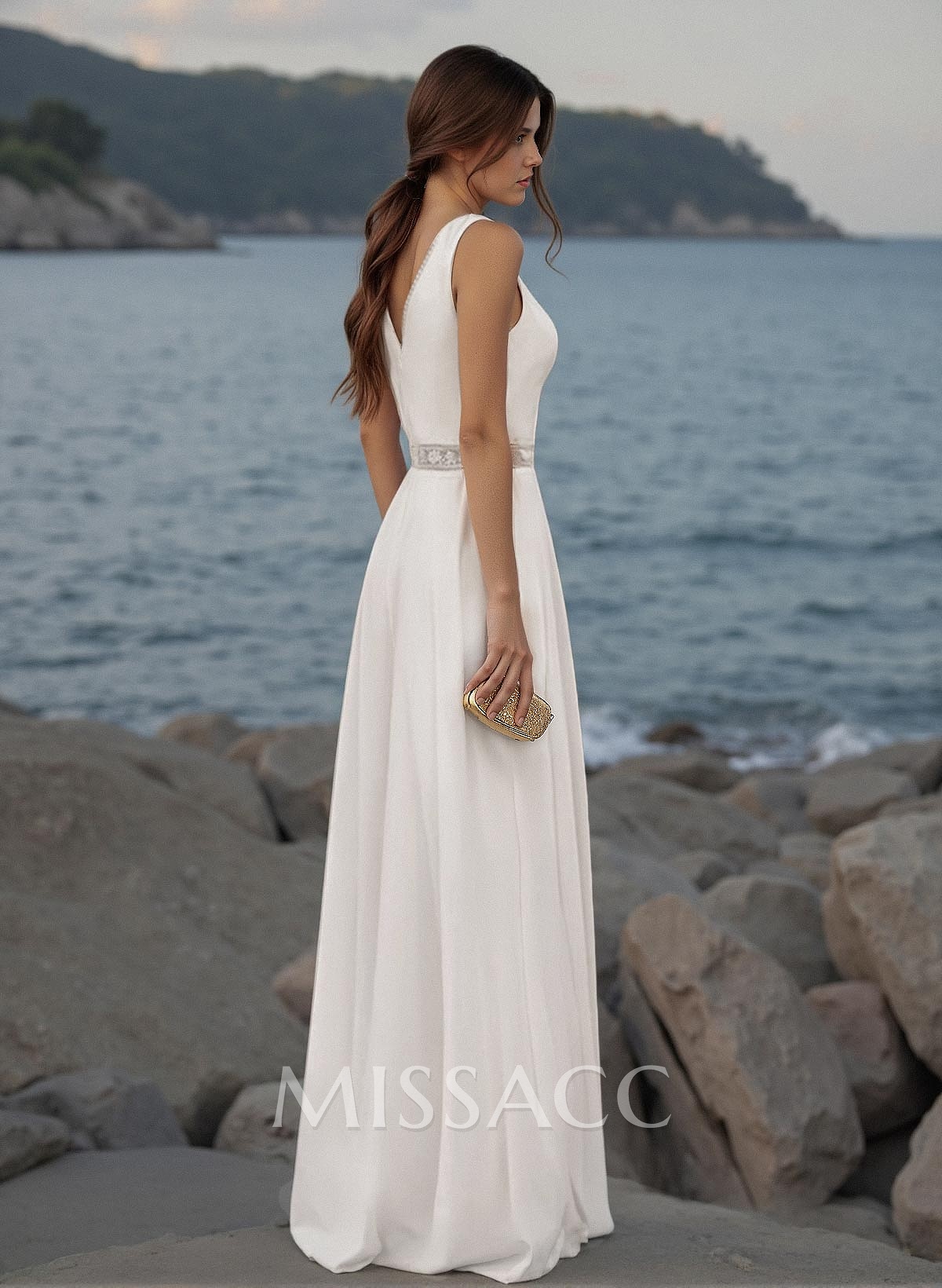 Jumpsuit/Pantsuit V-Neck Sleeveless Elegant Chiffon/Lace Wedding Dresses With Lace Jumpsuit/Pantsuit V-Neck Sleeveless Elegant Chiffon/Lace Wedding Dresses With Lace