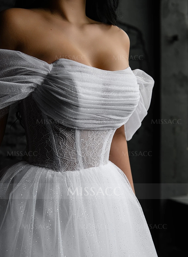 Sweet Ball-Gown Strapless Little White Tulle Wedding Dresses