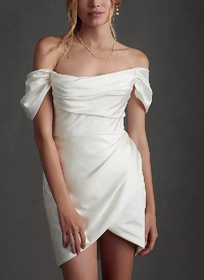 Sheath/Column Elegant Short/Mini/Detachable Satin Wedding Dresse