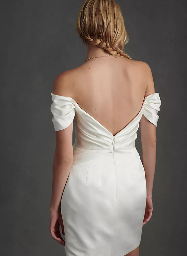 Sheath/Column Elegant Short/Mini/Detachable Satin Wedding Dresse
