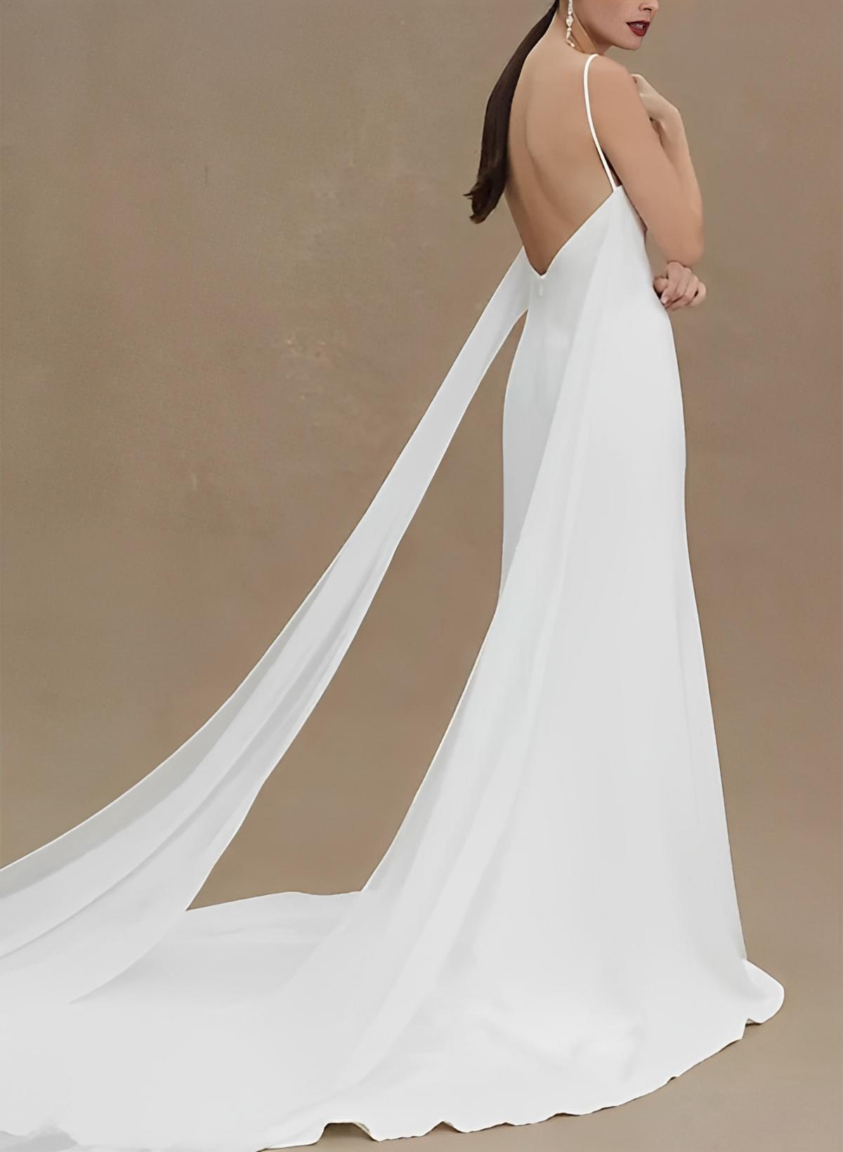 Sheath/Column Square Neckline Elegant Satin Wedding Dresses With Bow(s)