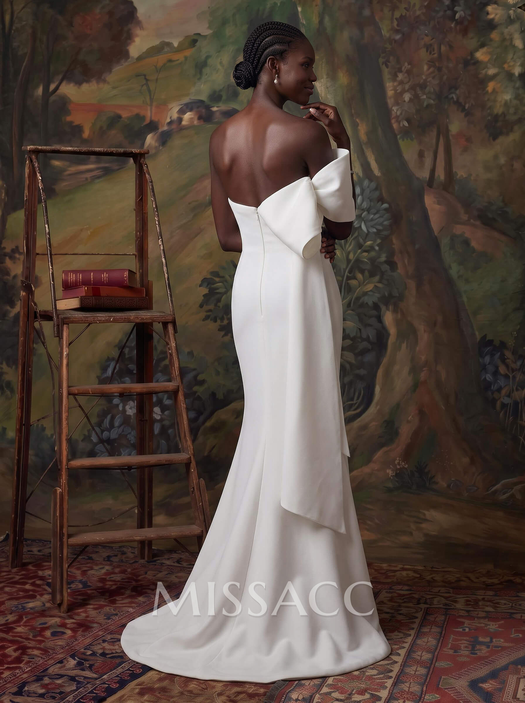 Mermaid Sweetheart Sleeveless Sweep Train Elastic Satin Wedding Dresses With Bow(s)