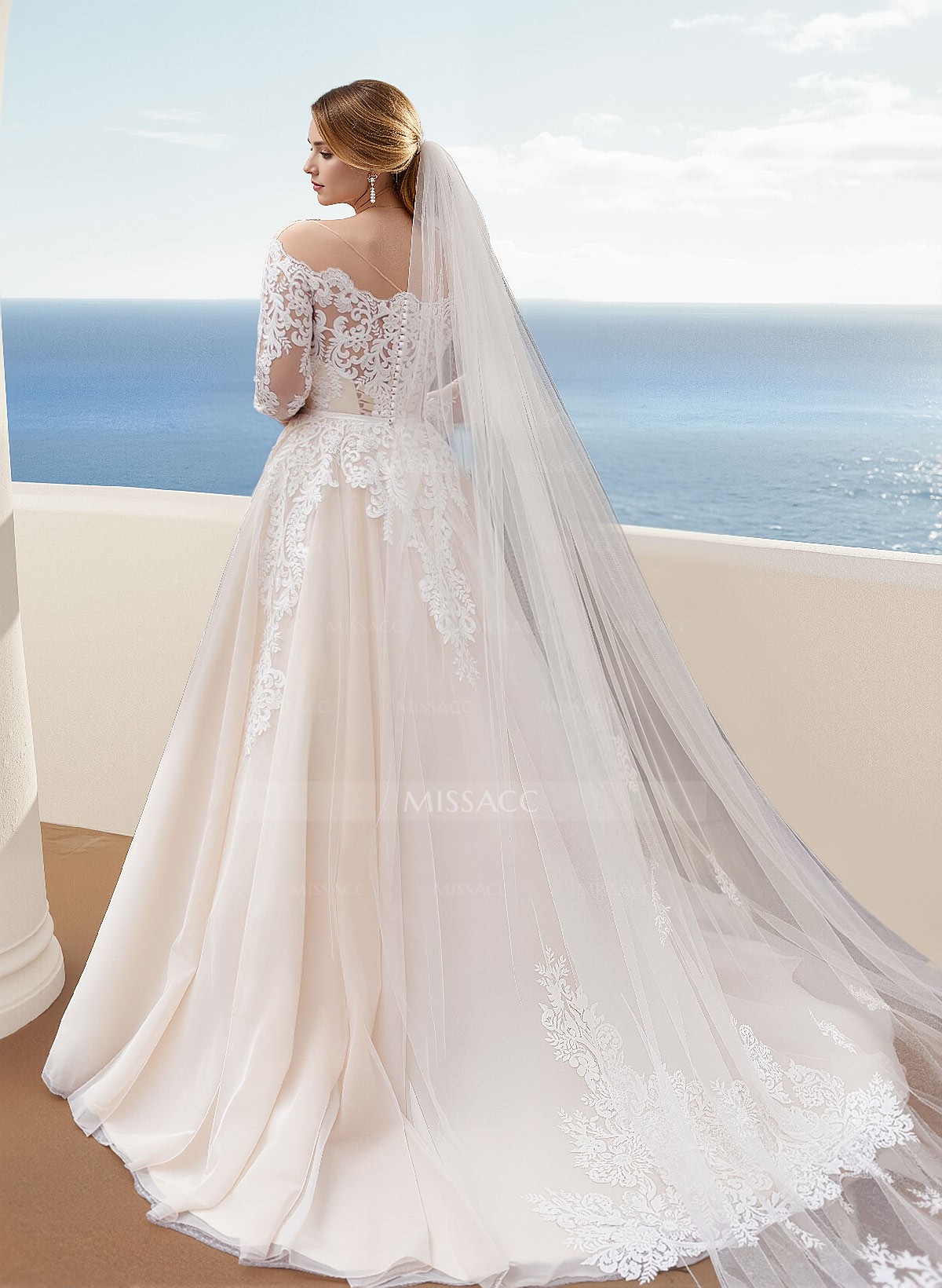 Ball Gown Off-The-Shoulder Long Sleeves Wedding Dresses With Boho Lace/Tulle