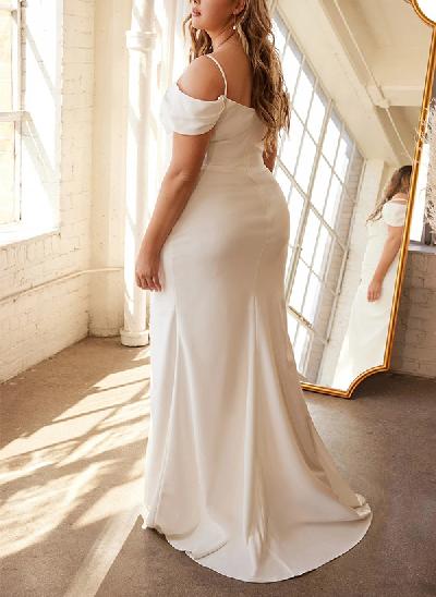 Curve Sheath/Column Sweetheart Satin Wedding Dresses With Sleeveless Split Front