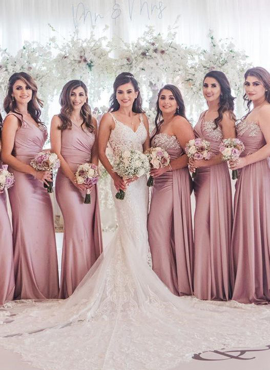 One-Shoulder Trumpet/Mermaid Sparkly Bridesmaid Dresses