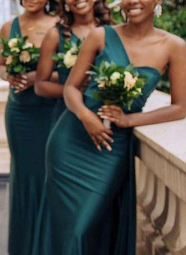 One-Shoulder Classic Mermaid Satin Bridesmaid Dress main image 1