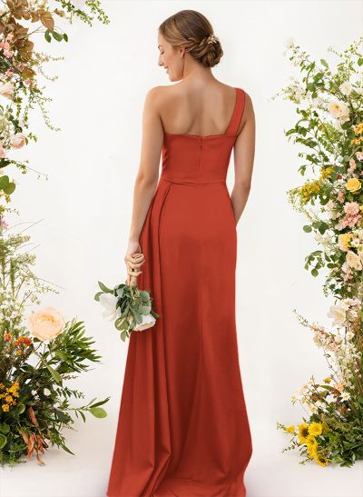 One-Shoulder Trumpet/Mermaid Elastic Satin Bridesmaid Dresses