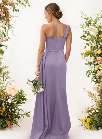 One-Shoulder Trumpet/Mermaid Elastic Satin Bridesmaid Dresses