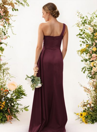 One-Shoulder Trumpet/Mermaid Elastic Satin Bridesmaid Dresses