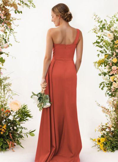 One-Shoulder Trumpet/Mermaid Elastic Satin Bridesmaid Dresses