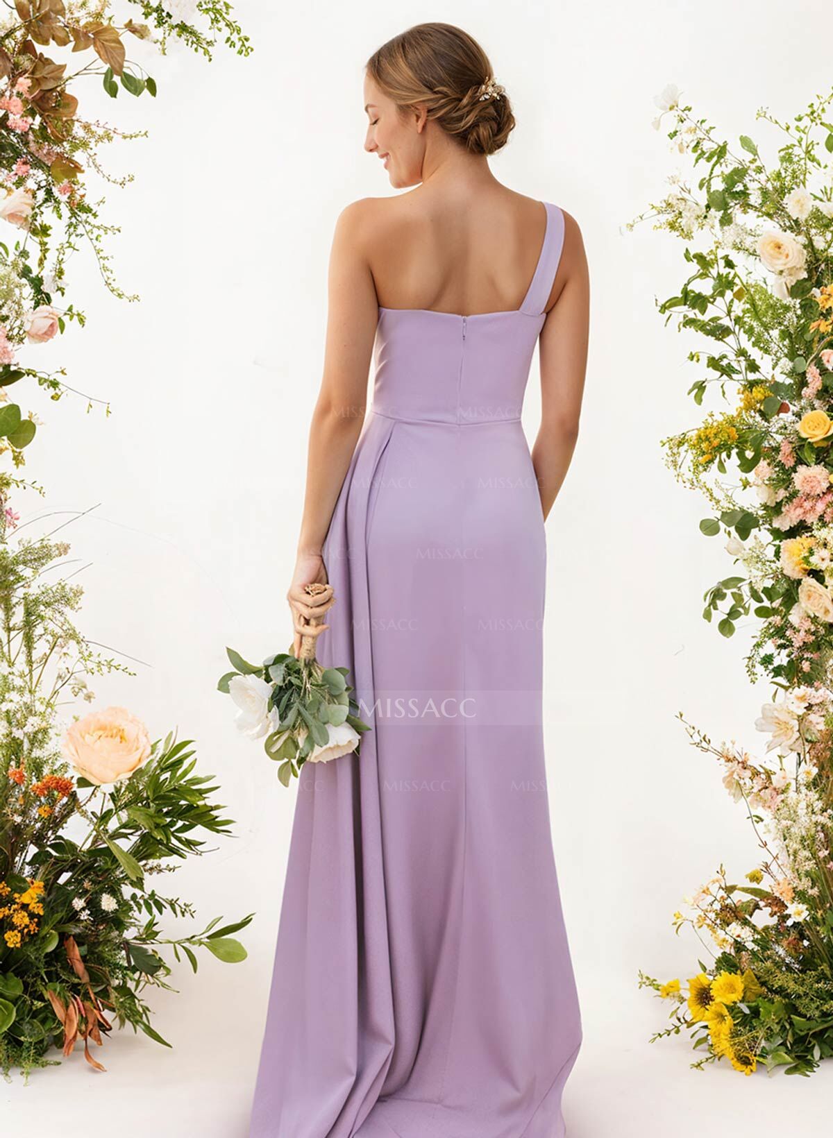 One-Shoulder Trumpet/Mermaid Elastic Satin Bridesmaid Dresses